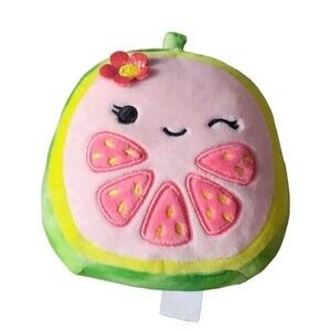 Squishmallow Original Kellytoy the Guava Fruit Lena Plush Pink Green New 5"